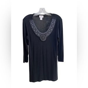 Chicos Travel Black Beaded Dress Chicos Size 0